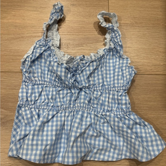 Sunday Best Blue Checkered Ruffle Camisole - Picture 1 of 3